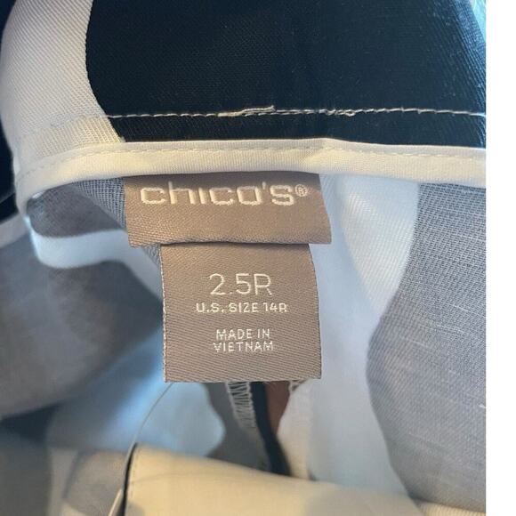 Chico’s NEW 2.5R Straight Leg Pants Abstract Multicolor Linen Blend Womens 14R - Picture 7 of 9